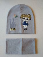  Лол ,шапка+снуд,серый