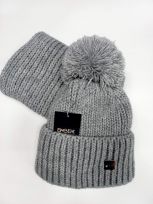 Шапка +снуд, серый