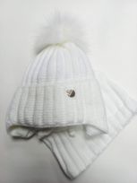 Шапка +снуд, белый